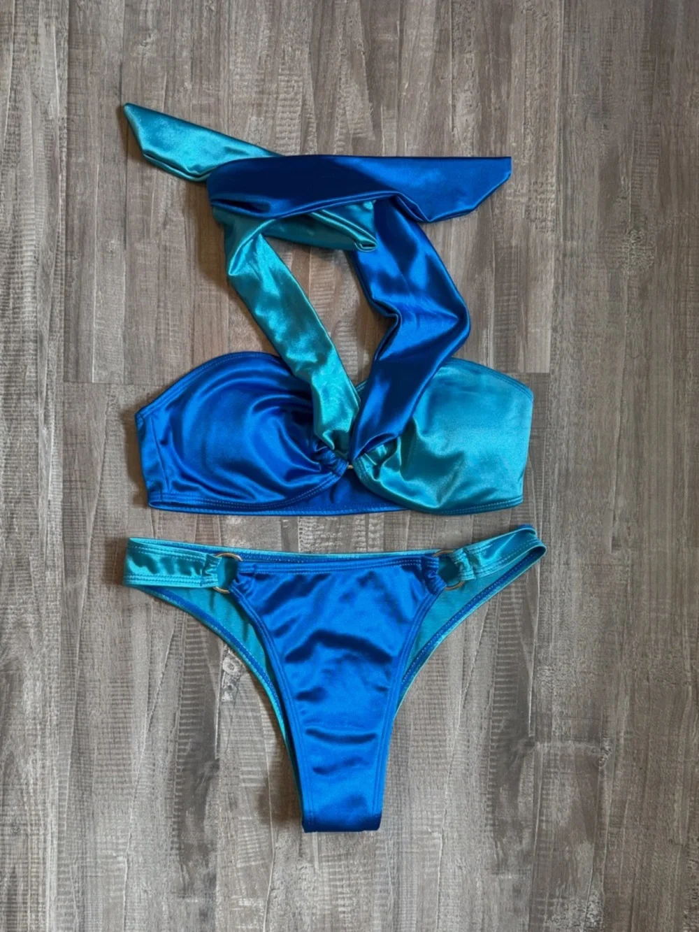 SHEIN Shiny Blue Teal Bikini Set